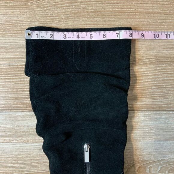 Splendid Gladis Black Suede Leather Ruched Knee High Heeled Boots Size 8.5 - Picture 11 of 16